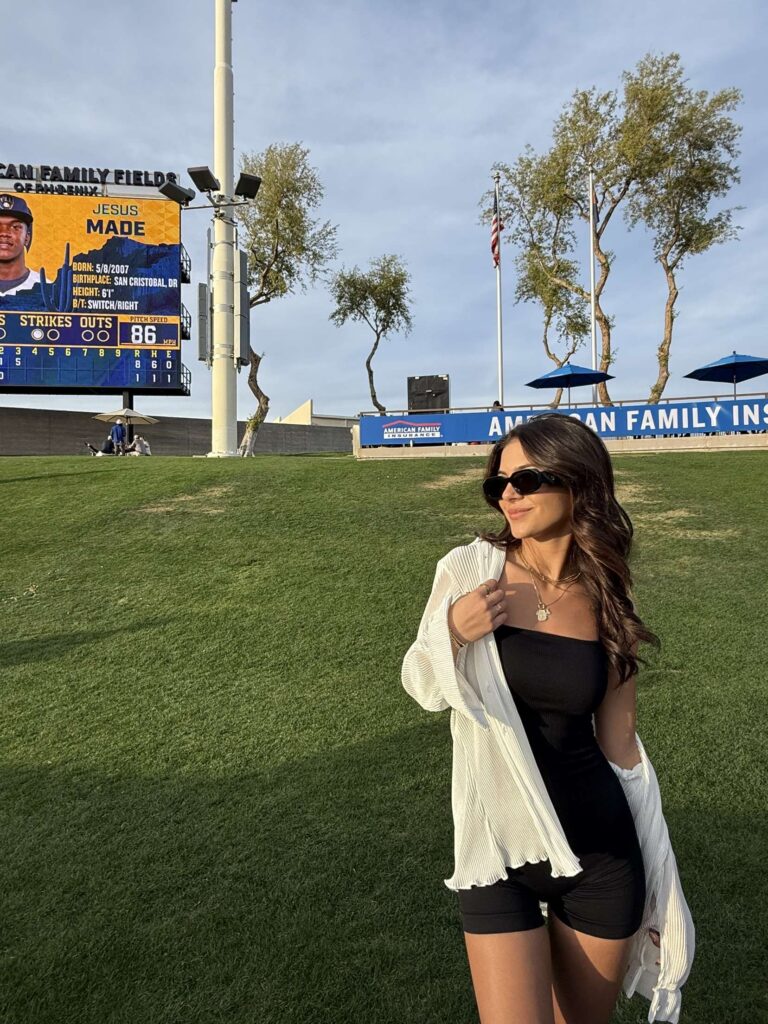 Mia at baseball game in the stadium